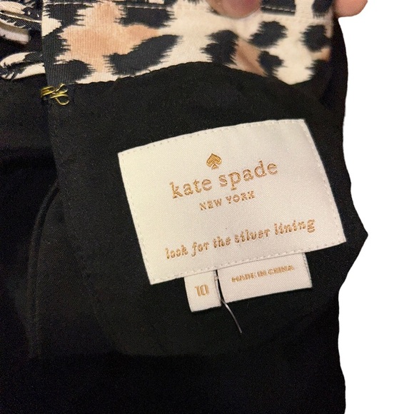 Kate Spade Rissa Leopard Collar Skater Dress Cocktail Party size 10 fit n flare - Picture 5 of 7